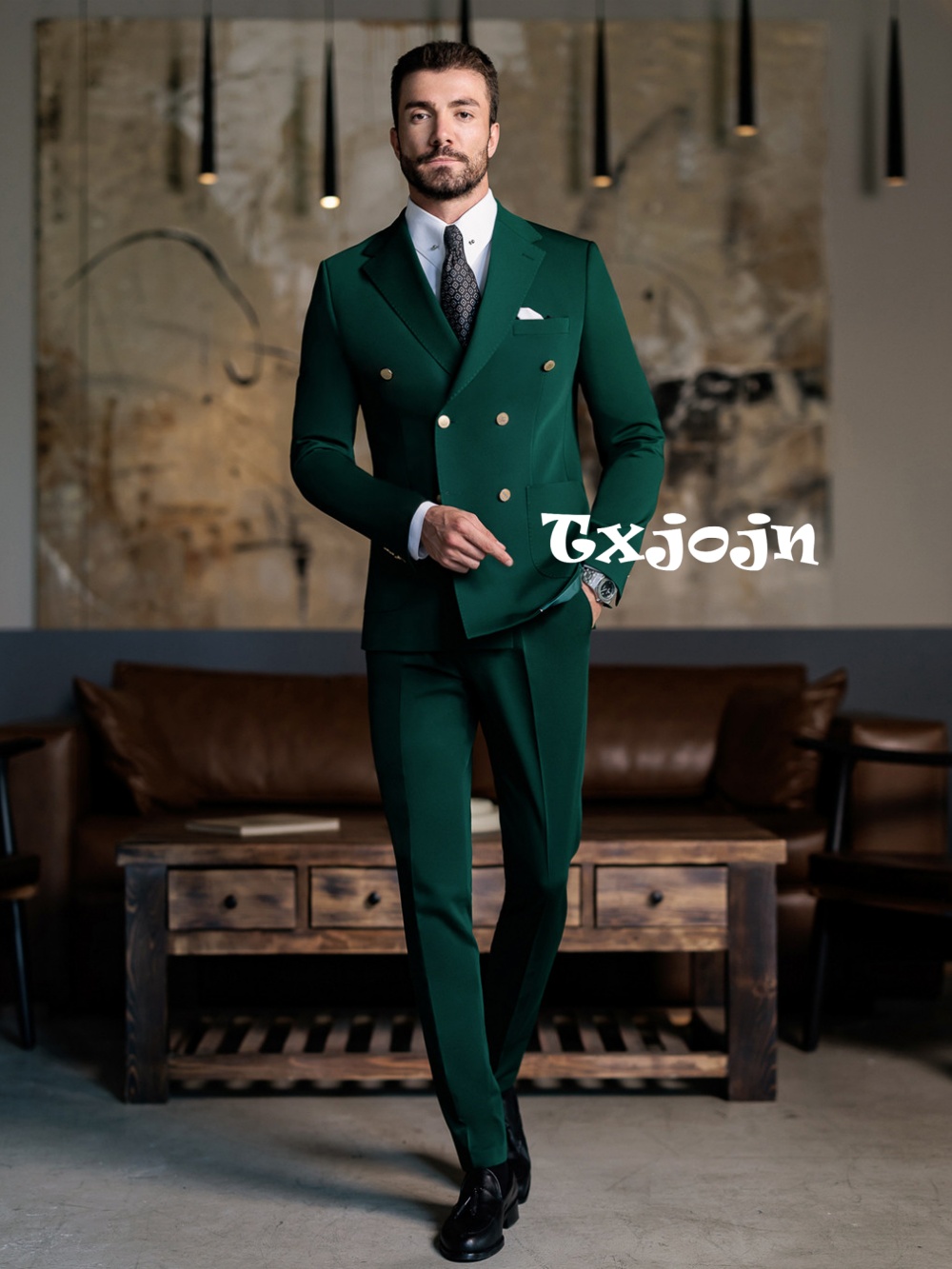 Men Formal Wear Jacket - Green Formal Man Slim Fit Suits