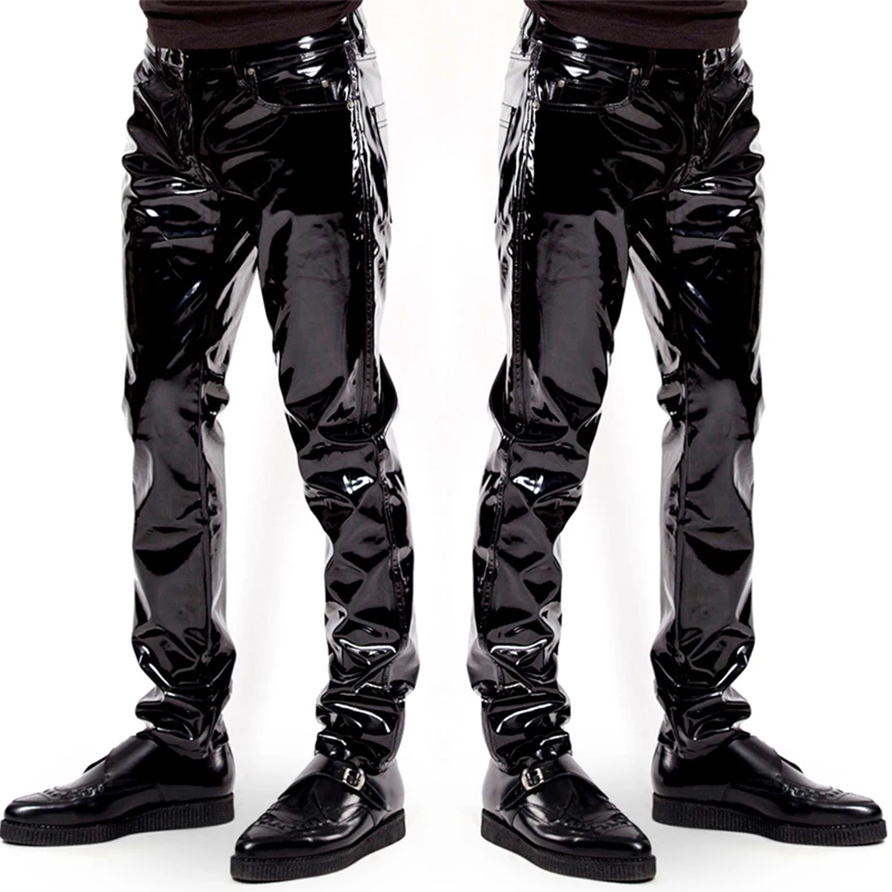 Men'S Gothic Formal Wear - Men Faux Leather PVC Pants Trousers
