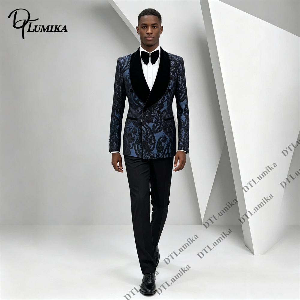 Men Formal Wear With Blazer - Two Pieces Paisley Jacquard Tuxedo Suit