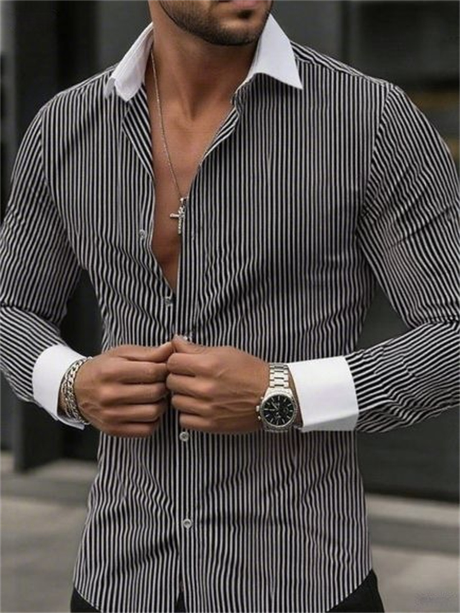 Men's slim-fit striped lapel l - Men Formal Wear Shop 评论和价格