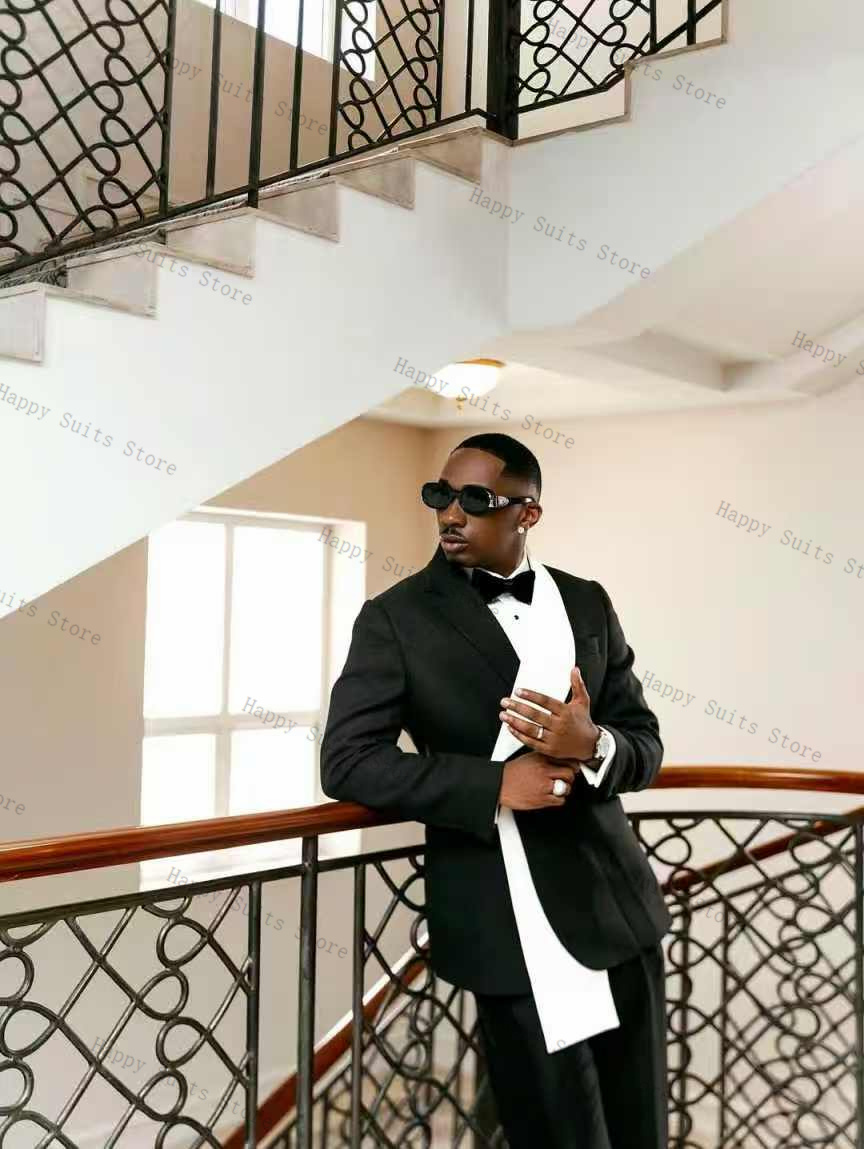 Black White Men Suit Set 2 Pcs - Men Formal Wear Outfits 评论和价格
