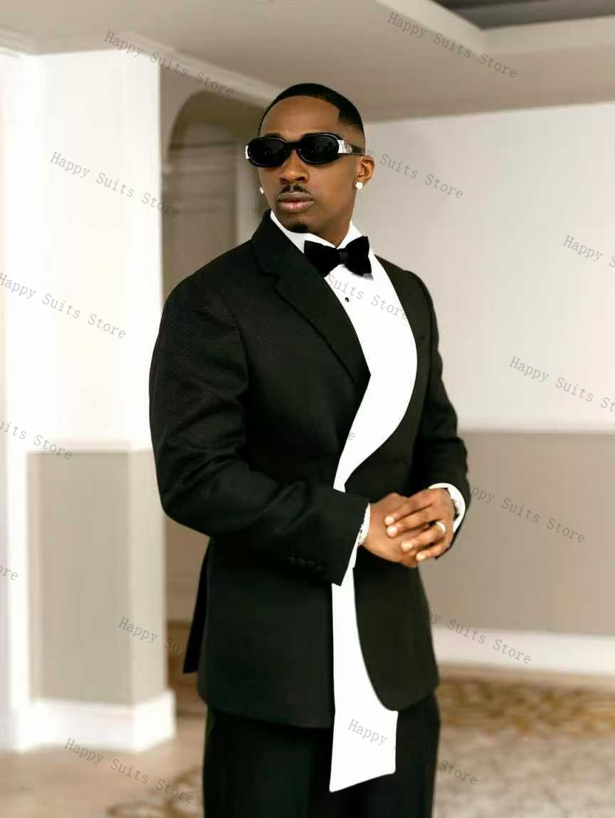 Black White Men Suit Set 2 Pcs - Men Formal Wear Outfits 评论和价格