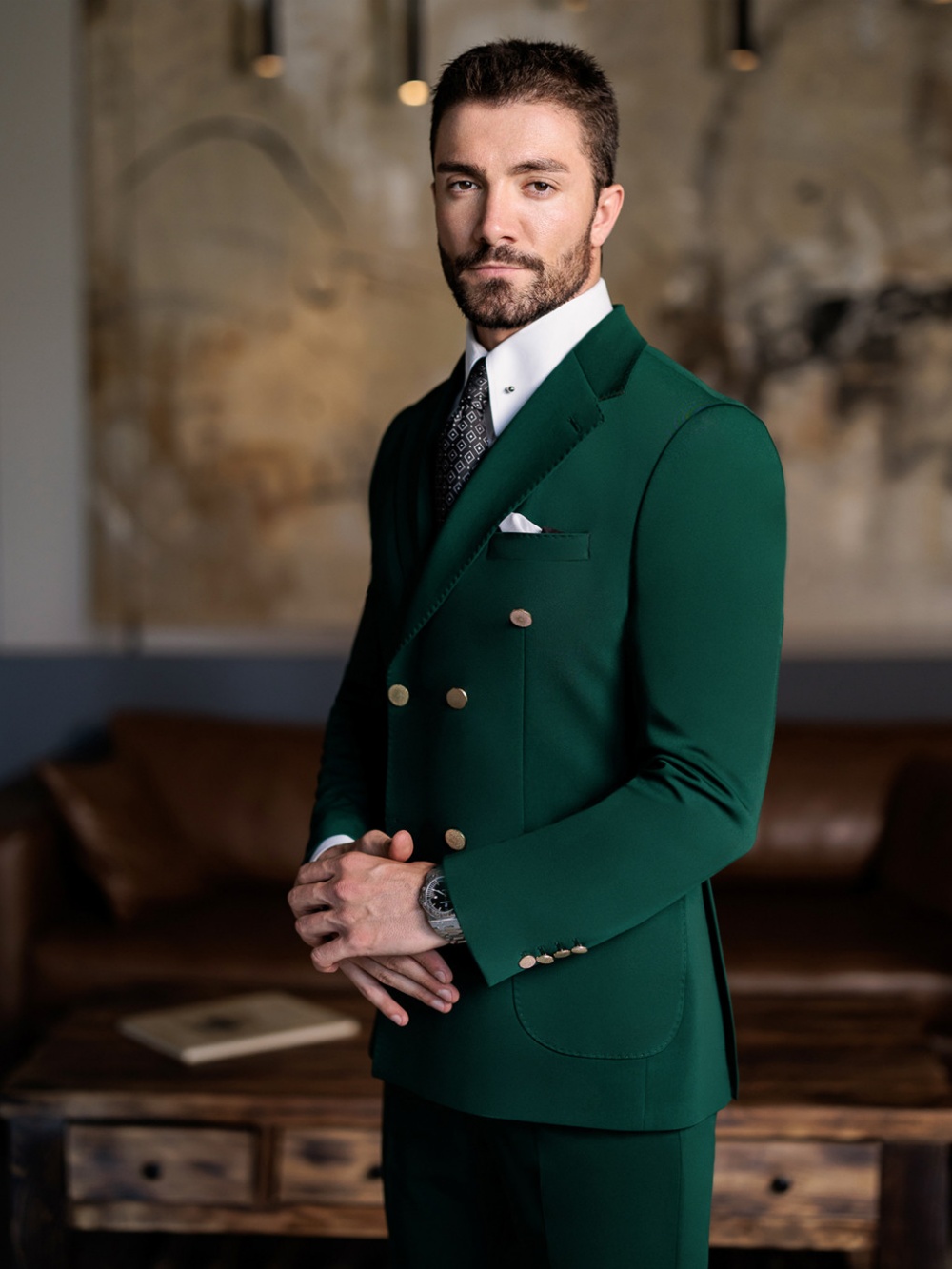 Green Formal Man Slim Fit Suit - Men Formal Wear Jacket 评论和价格