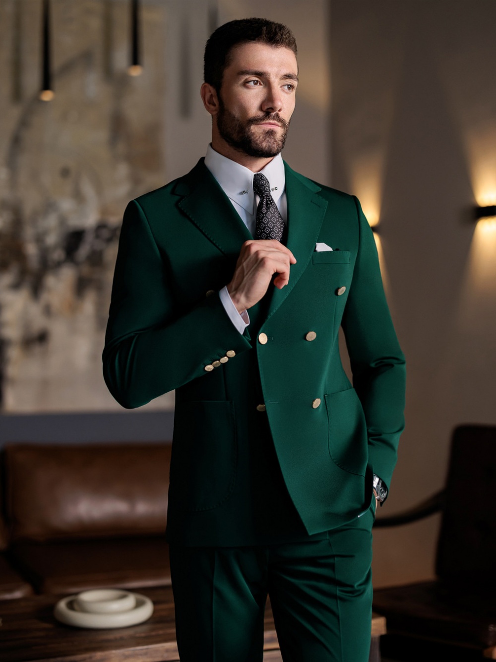 Green Formal Man Slim Fit Suit - Men Formal Wear Jacket 评论和价格