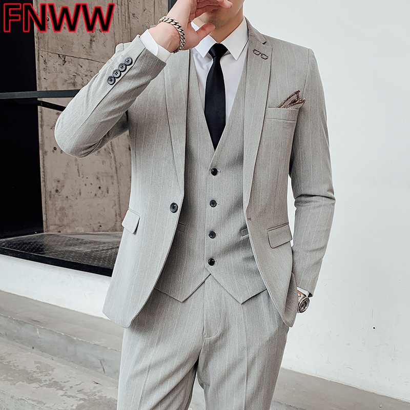 Men's Korean Style Three-Piece - Men'S Urban Formal Wear 评论和价格