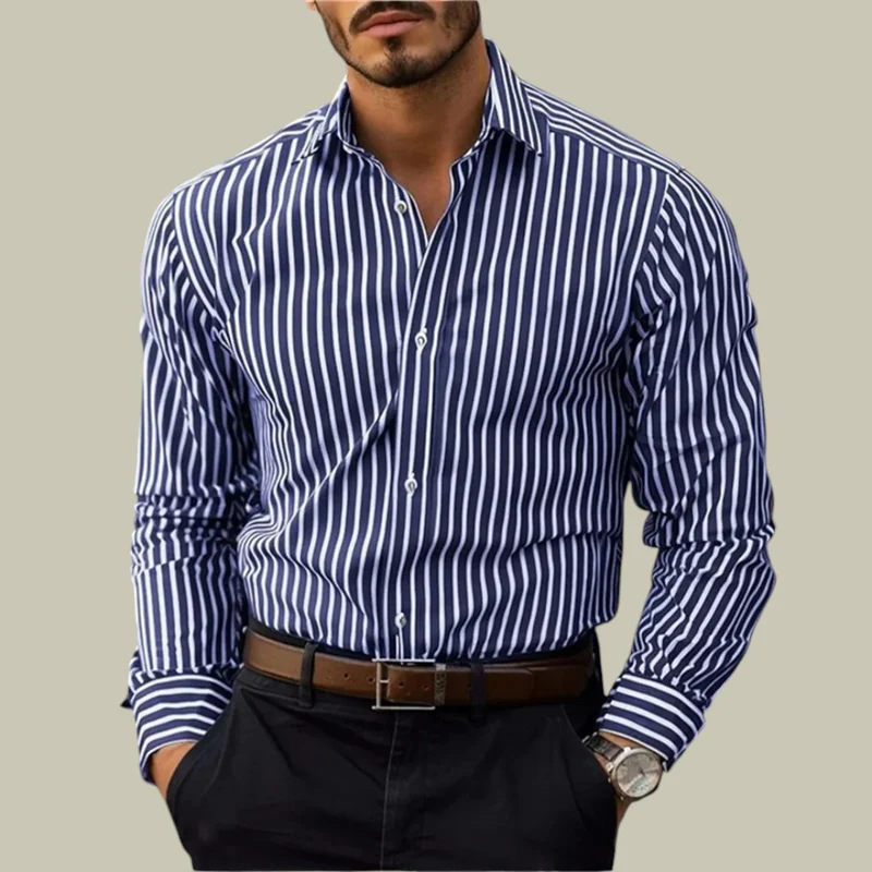 Men's slim-fit striped lapel l - Y2K Formal Wear Men 评论和价格