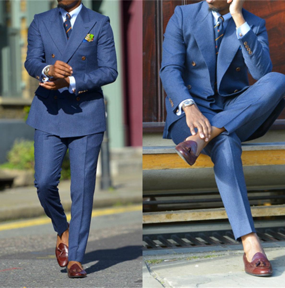 Dark Blue Formal Mens Suits Tw - Men Formal Wear Jacket 评论和价格