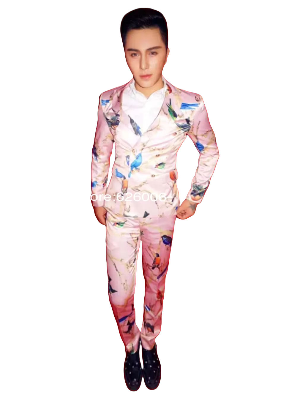 Men's Fashion Flower Pink Bird - Men Formal Wear Pink 评论和价格