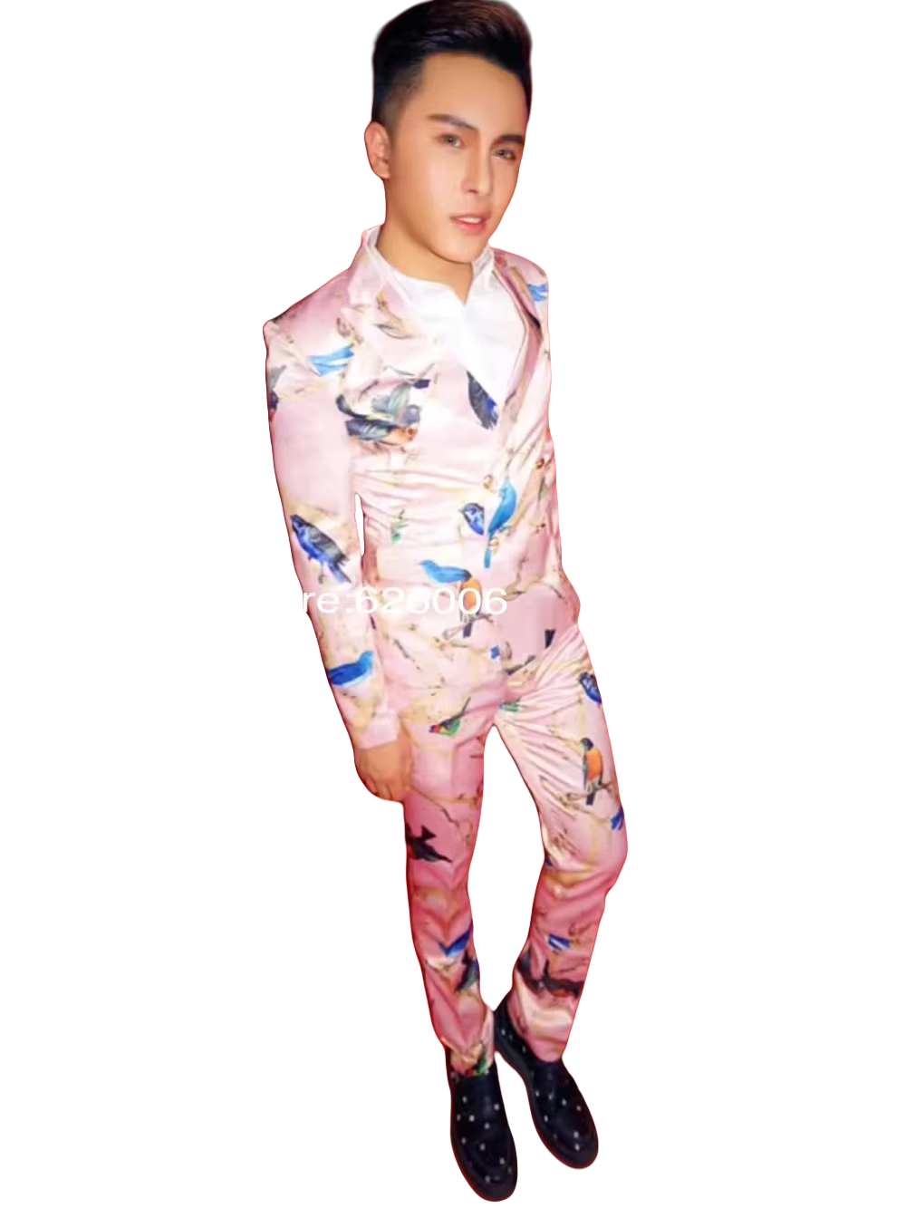 Men's Fashion Flower Pink Bird - Men Formal Wear Pink 评论和价格