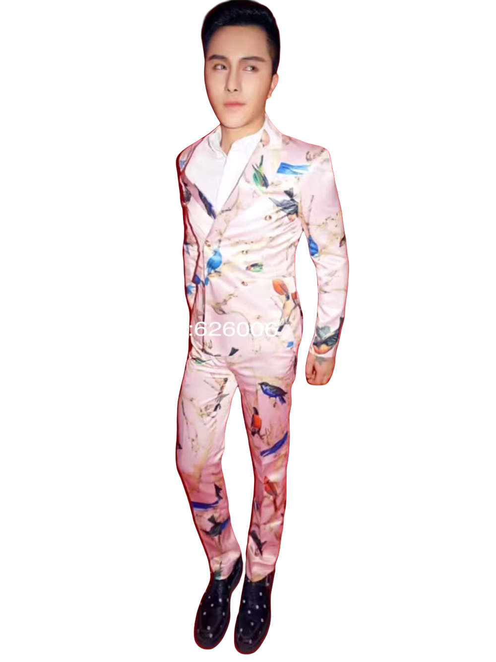 Men's Fashion Flower Pink Bird - Men Formal Wear Pink 评论和价格
