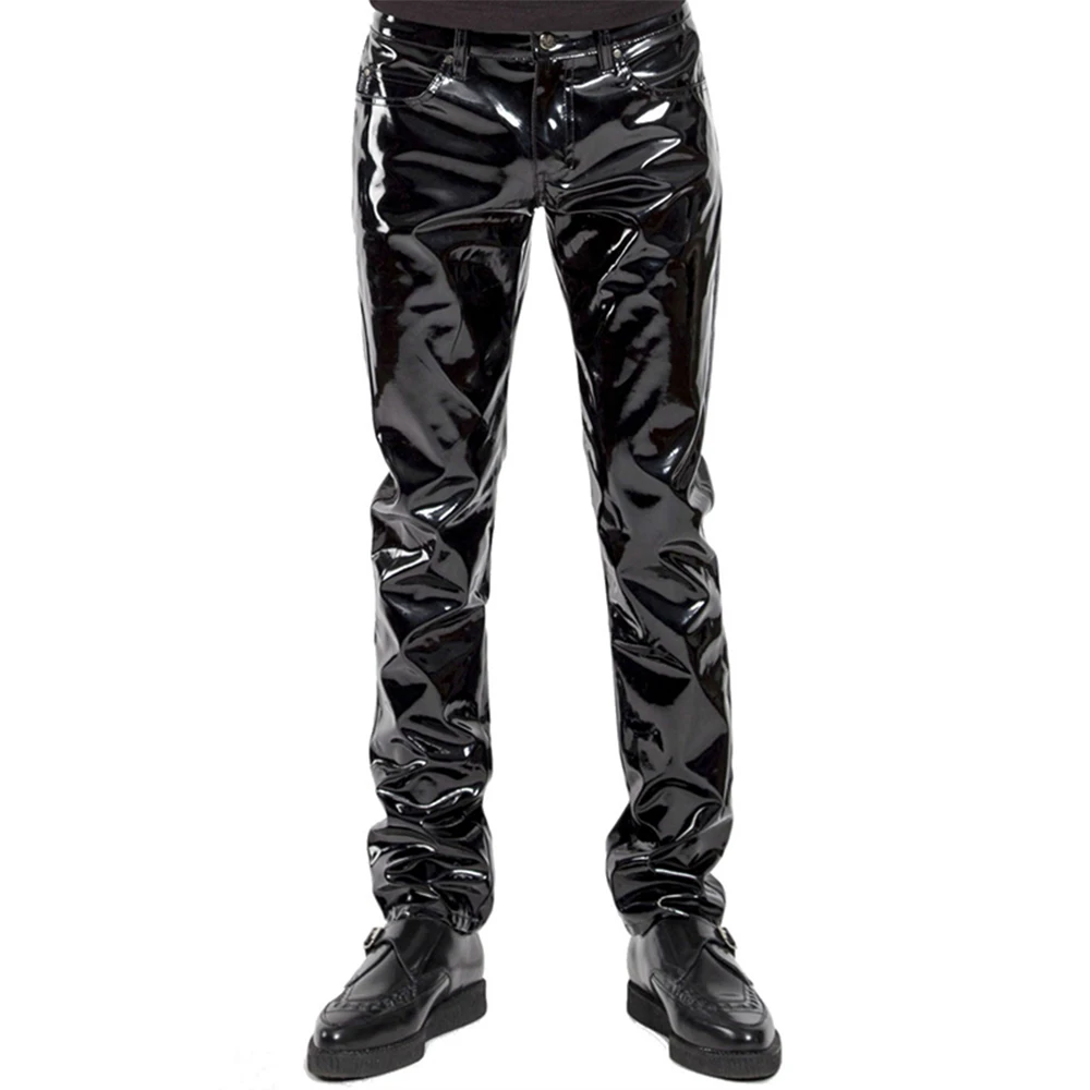 Men Faux Leather PVC Pants Tro - Men'S Gothic Formal Wear 评论和价格