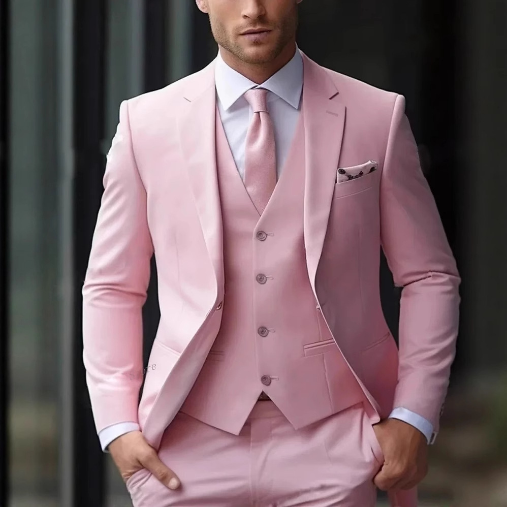 3 Pieces Pink Formal Men Suits - Men Formal Wear Pink 评论和价格