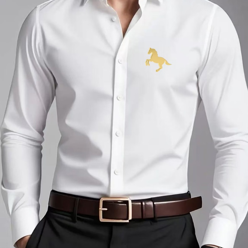 Elegant Golden Horse Logo Prin - Men Formal Wear Shop 评论和价格