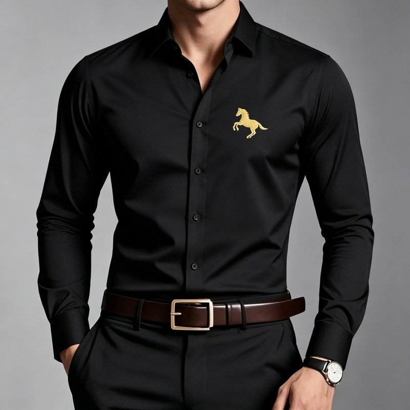 Elegant Golden Horse Logo Prin - Men Formal Wear Shop 评论和价格