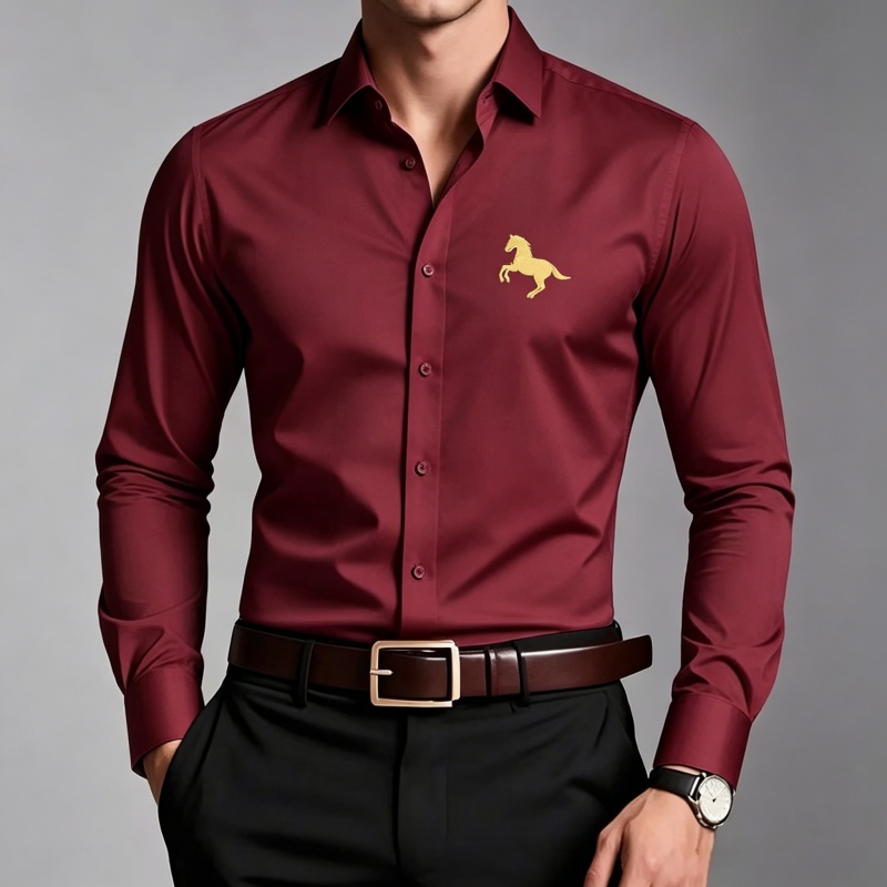 Elegant Golden Horse Logo Prin - Men Formal Wear Shop 评论和价格