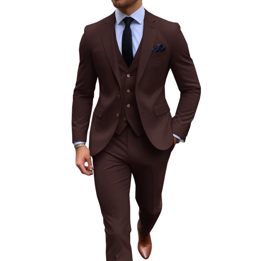 Men's Stylish Khaik 3 Piece Su - Men Formal Wear Shop 评论和价格