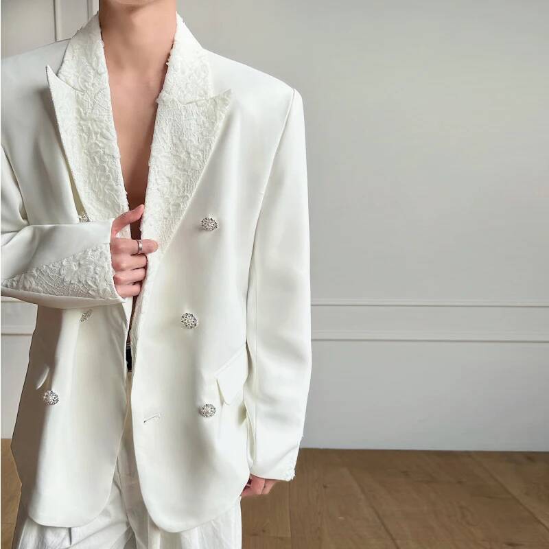 Blazer Luxury Men's Lace Lapel - Men'S Gothic Formal Wear 评论和价格