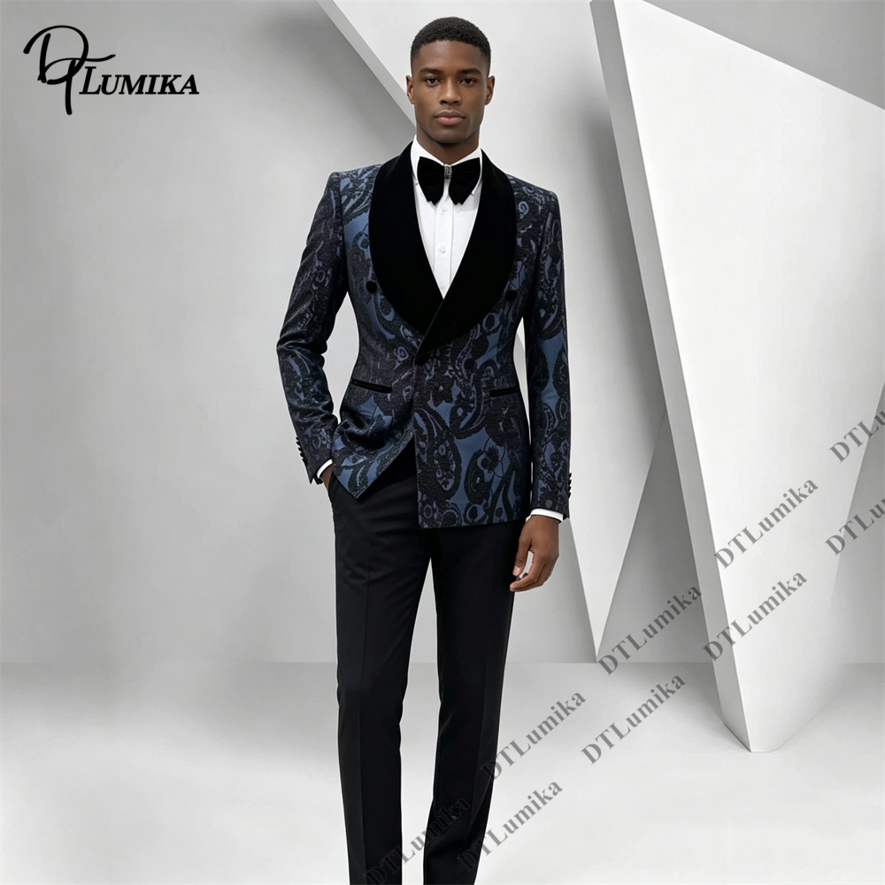 Two Pieces Paisley Jacquard Tu - Men Formal Wear With Blazer 评论和价格