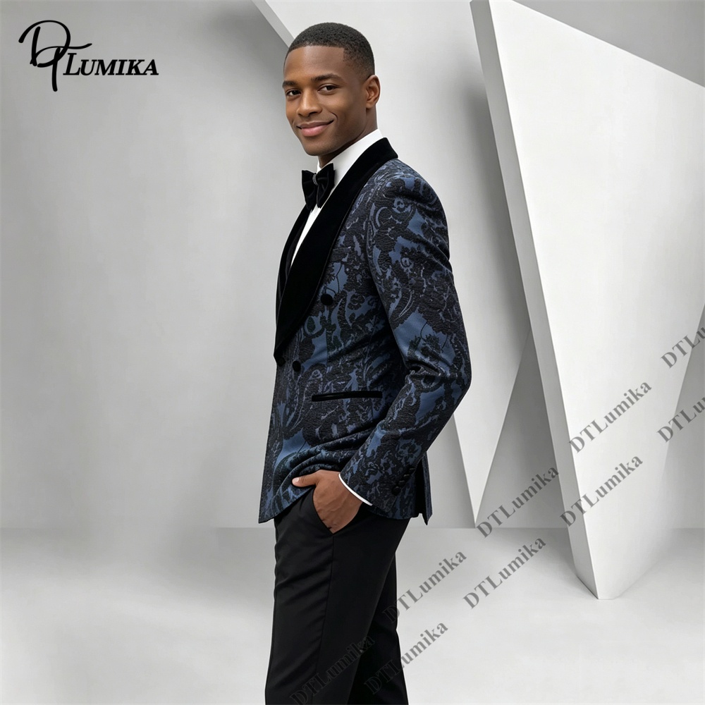 Two Pieces Paisley Jacquard Tu - Men Formal Wear With Blazer 评论和价格