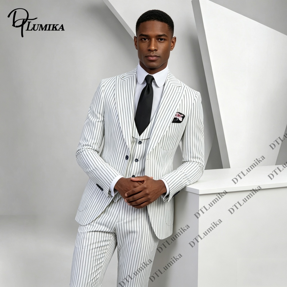 Men's Classic Pinstripe Suit 3 - Men Formal Wear Outfits 评论和价格