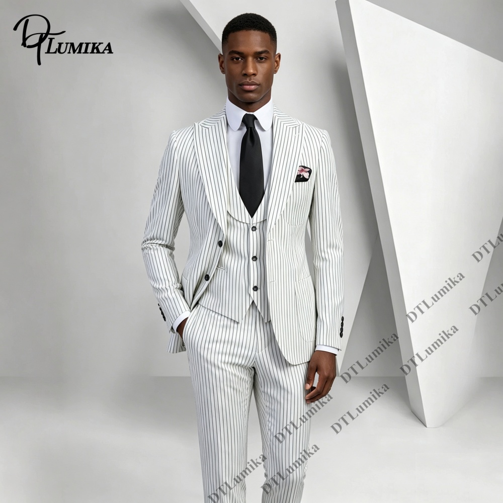 Men's Classic Pinstripe Suit 3 - Men Formal Wear Outfits 评论和价格