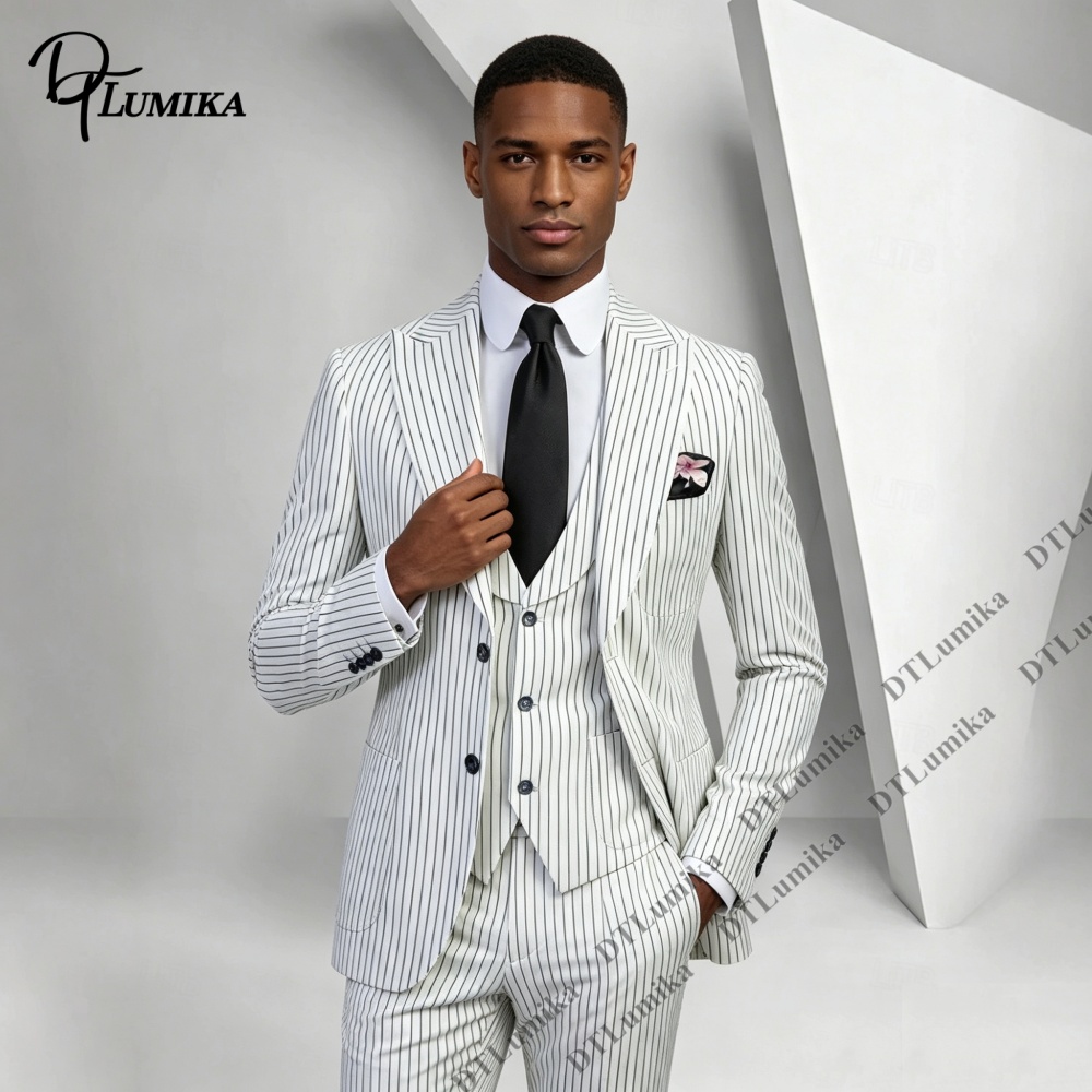 Men's Classic Pinstripe Suit 3 - Men Formal Wear Outfits 评论和价格